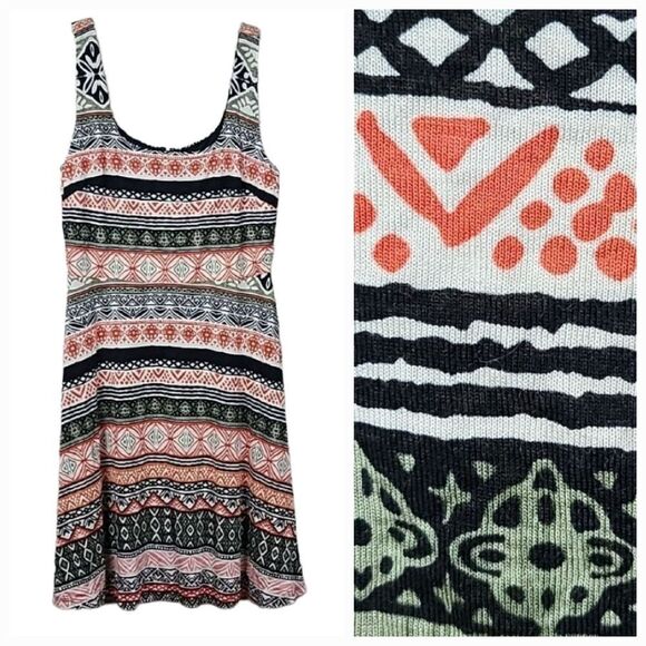Loft Riverwalk Fit & Flare Geo Stripe Print Sleeveless Jersey Dress Size 8 Knee - Picture 1 of 11